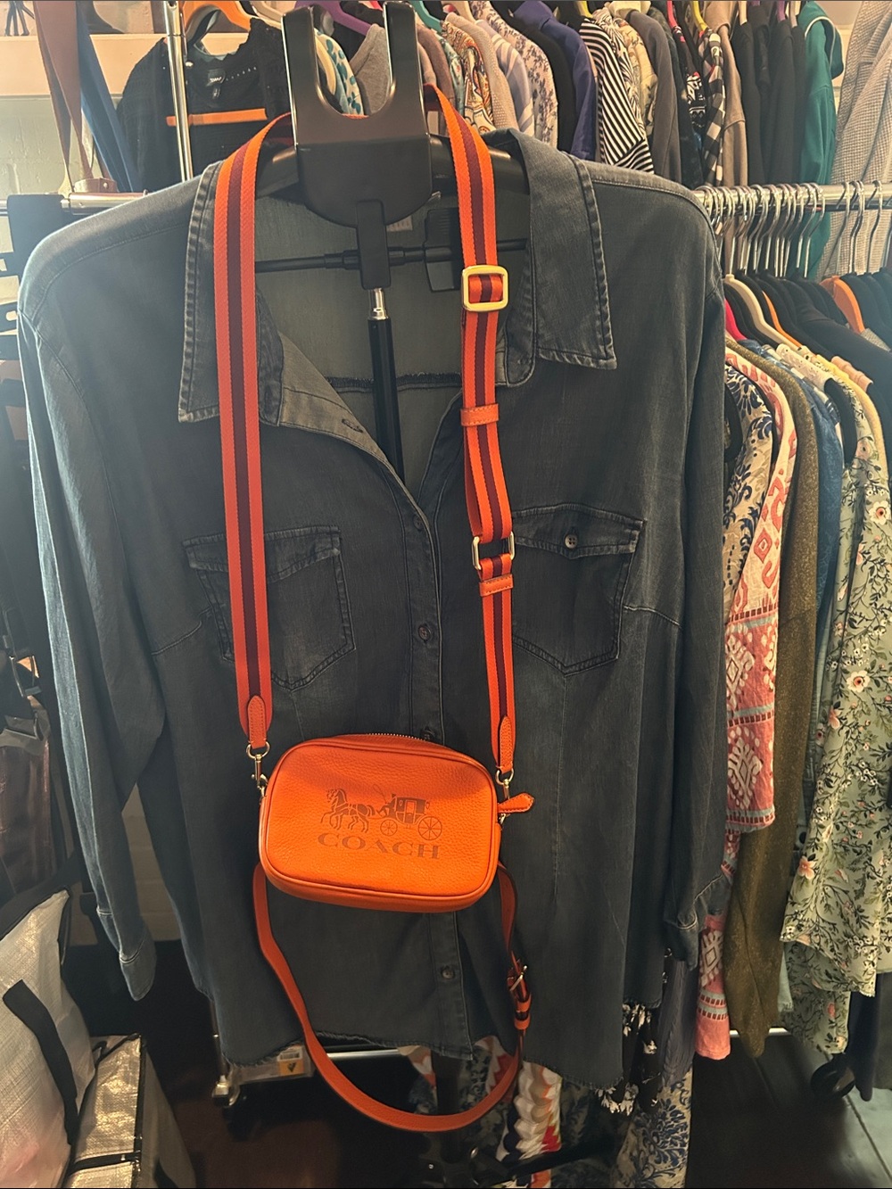 Coach Bright Orange Pebbled Leather Crossbody Or Belt Bag